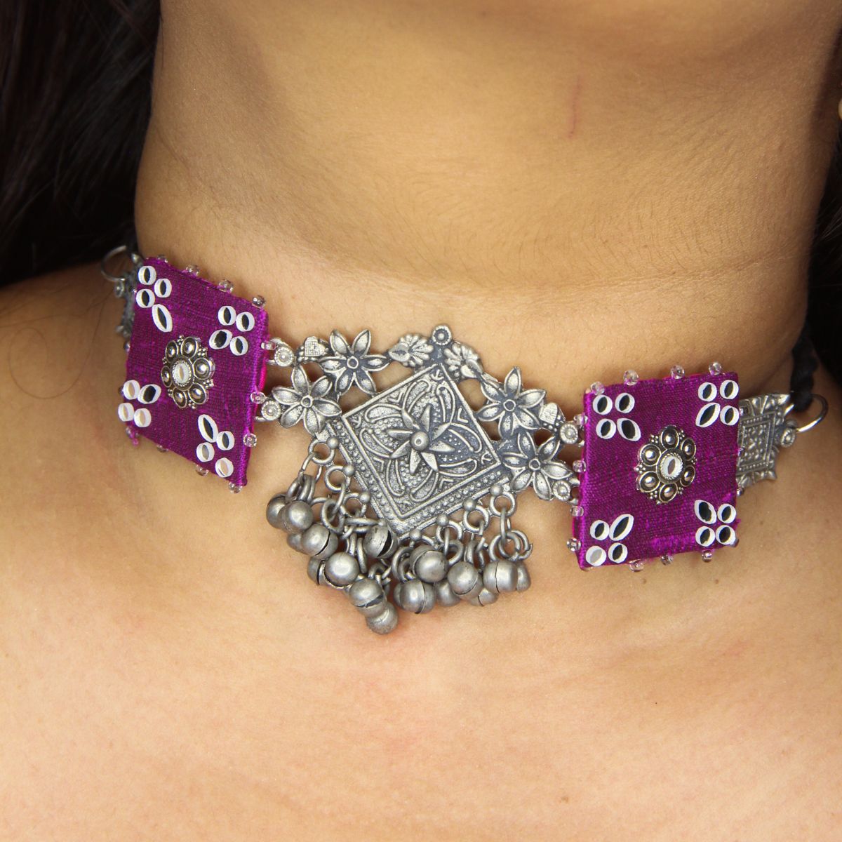 Purple Square Choker